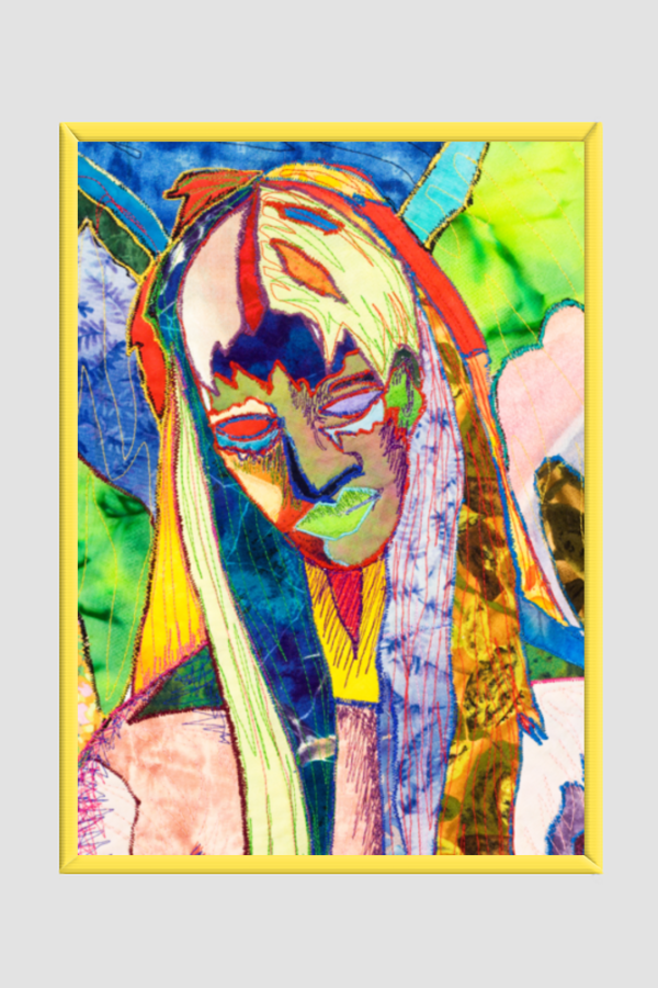 Modern Art Girl In A3 Size Poster Yellow Framed