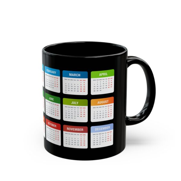 2025 Colourful calendar Black Coffee Mug - Image 2