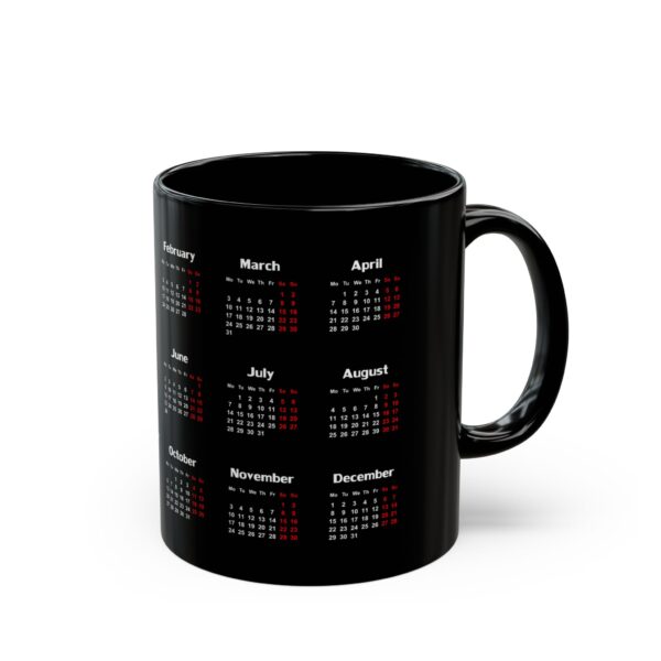 Jeswyn 2025 Calendar on Black Coffee Mug, 11oz - Image 2