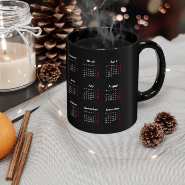 Jeswyn 2025 Calendar on Black Coffee Mug, 11oz - Image 3