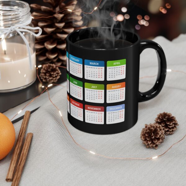 2025 Colourful calendar Black Coffee Mug - Image 3