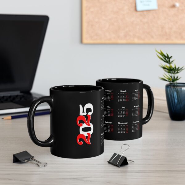 Jeswyn 2025 Calendar on Black Coffee Mug, 11oz - Image 4