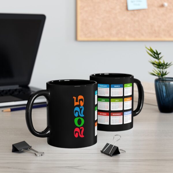 2025 Colourful calendar Black Coffee Mug - Image 4
