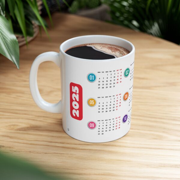 2025 Elegant Calendar On White Mug - Image 3