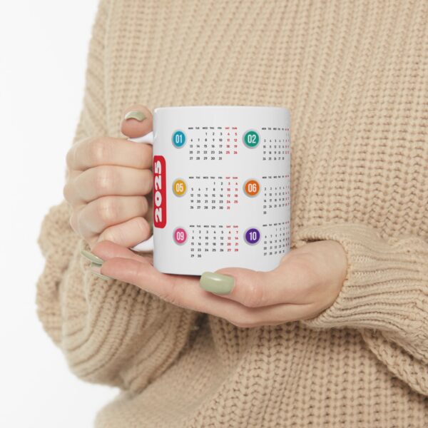 2025 Elegant Calendar On White Mug - Image 4