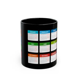 2025 Colourful calendar Black Coffee Mug