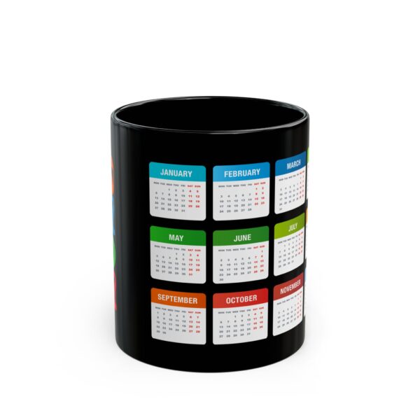 2025 Colourful calendar Black Coffee Mug