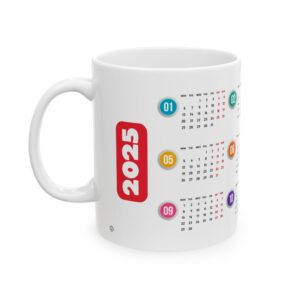 2025 Elegant Calendar On White Mug