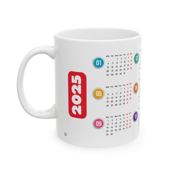 2025 Elegant Calendar On White Mug