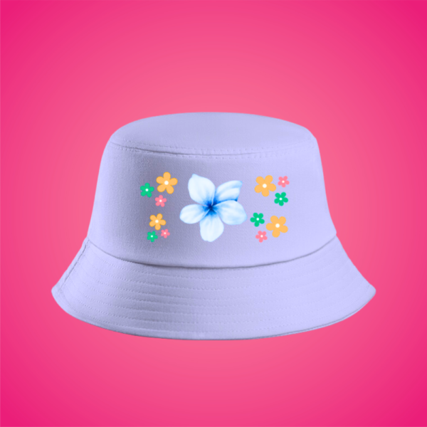 Light Pink Girls' Bucket Hat with Floral Design - Image 3