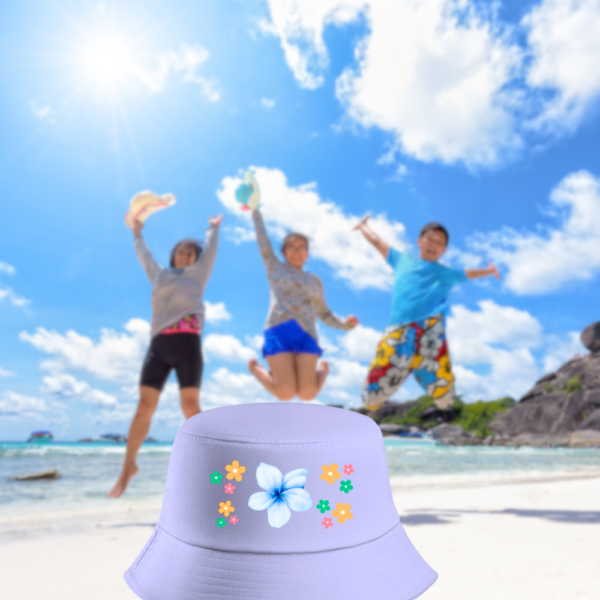 Light Pink Girls' Bucket Hat with Floral Design - Image 5