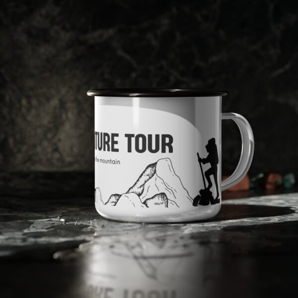 Jeswyn Adventure Tour Stainless Steel Enamel Mug, 350 ml, Motivational Quote, Camping, Outdoor, Adventure - Ideal for Hot and Cold Drinks - Image 3
