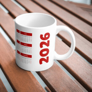 eswyn 2026 Goal Setter Calendar Coffee Mug - Bold Red Edition